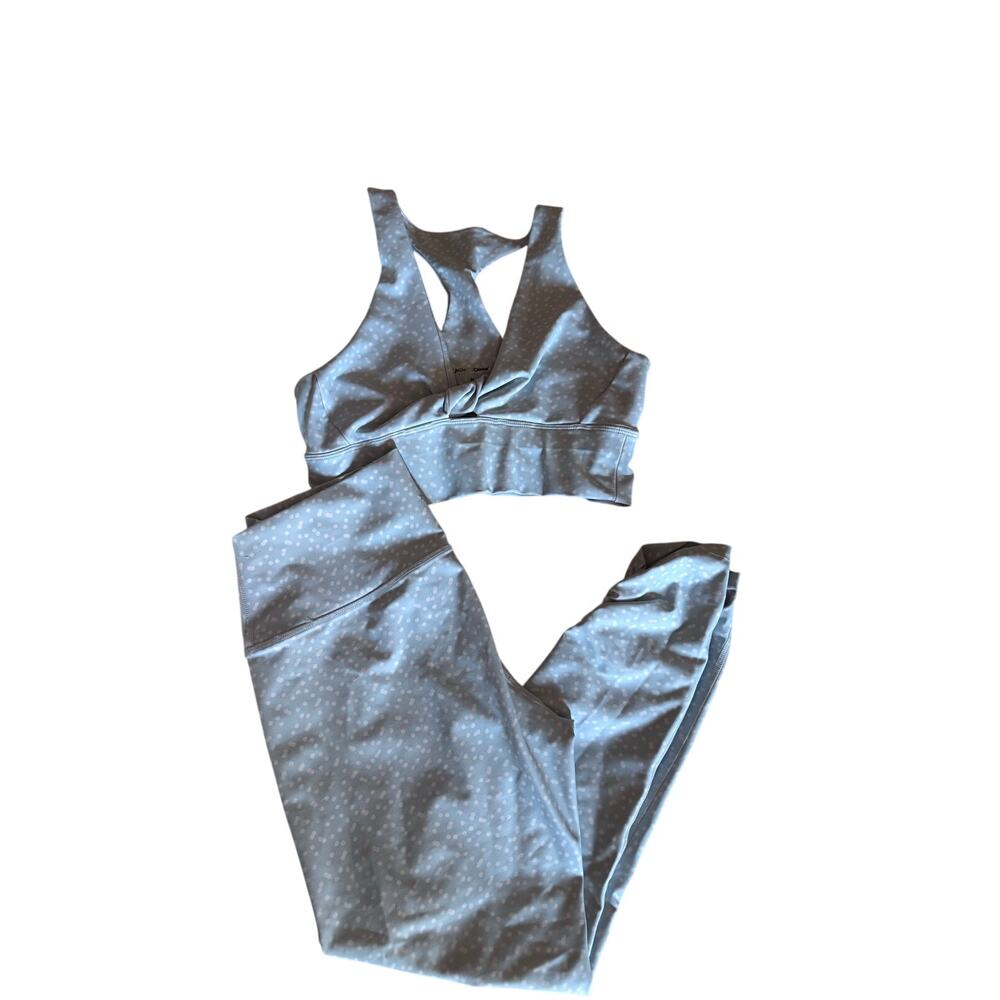 Betsy Johnson Performance Activewear Set Blue Speckled Bra M Leggings L - Picture 3 of 14